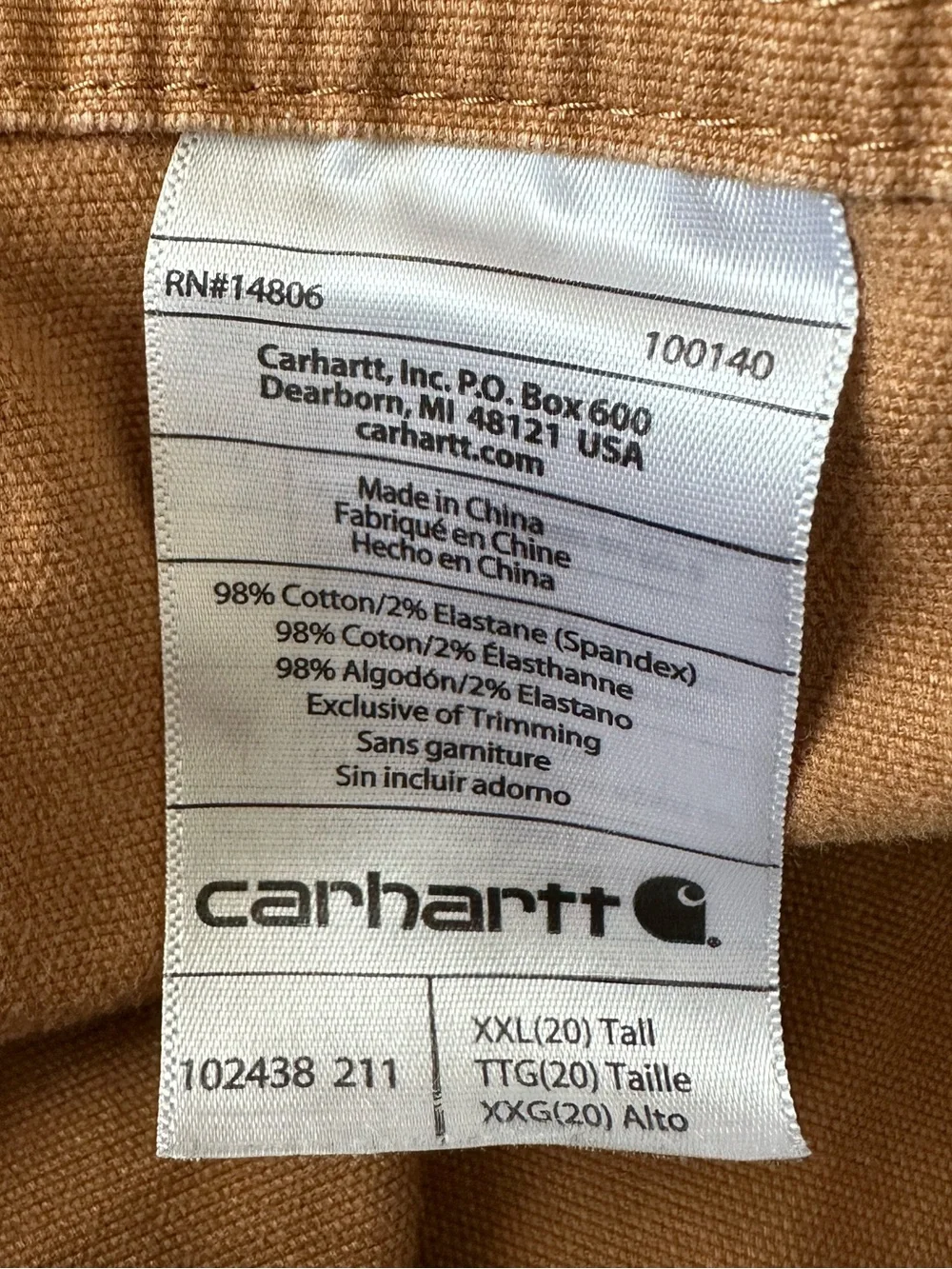 Carhartt Women’s Bib Overalls Brown Tan Utility Carpenter Workwear XXL 20